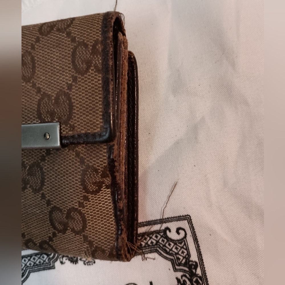 GUCCI GG Beige Canvas With Brn Leather Coin Purse Clutch/Wallet - Picture 6 of 15